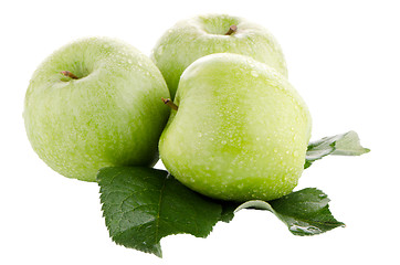 Image showing Three fresh green apples