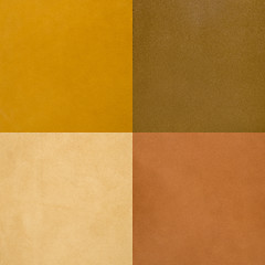 Image showing Set of brown leather samples