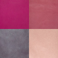 Image showing Set of pink leather samples