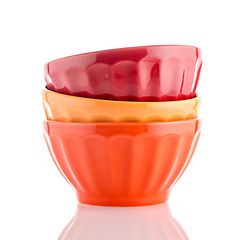 Image showing Three colored bowls