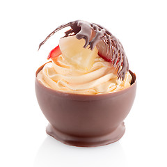 Image showing Strawberry and chocolate pastry mousse