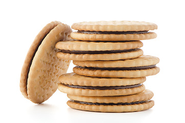 Image showing Sandwich biscuits with chocolate filling