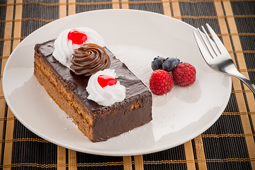 Image showing Piece of chocolate cake