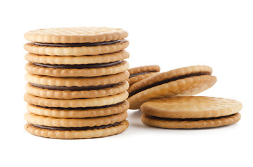 Image showing Sandwich biscuits with chocolate filling