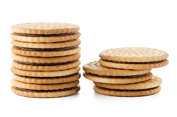 Image showing Sandwich biscuits with chocolate filling