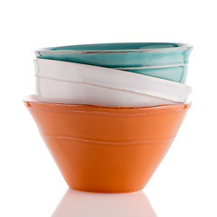 Image showing Three colored bowls