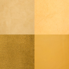 Image showing Set of yellow leather samples