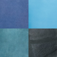 Image showing Set of blue leather samples