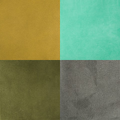 Image showing Set of green leather samples