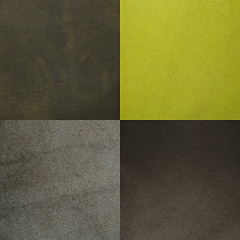 Image showing Set of green leather samples