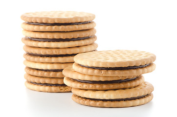 Image showing Sandwich biscuits with chocolate filling