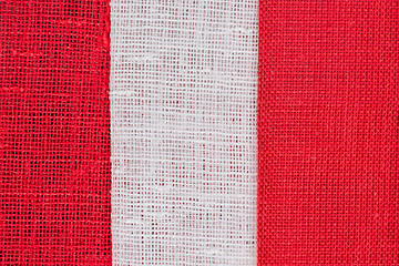 Image showing White and red striped fabric 