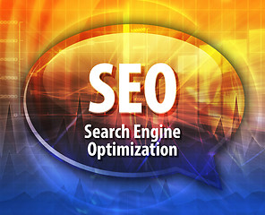 Image showing SEO acronym definition speech bubble illustration