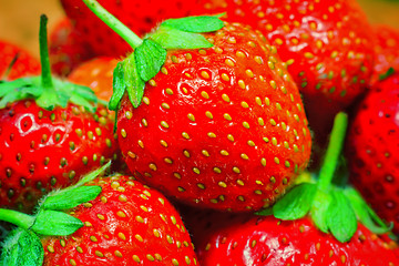 Image showing Delicious ripe strawberries closeup..