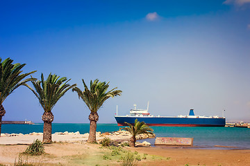 Image showing Landscape: views of the port and the ship in the town Rethymno, 