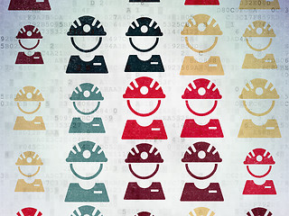 Image showing Industry concept: Factory Worker icons on Digital Paper background