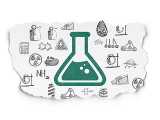 Image showing Science concept: Flask on Torn Paper background