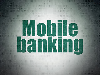 Image showing Banking concept: Mobile Banking on Digital Paper background