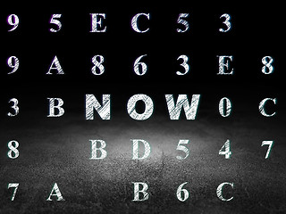Image showing Time concept: Now in grunge dark room
