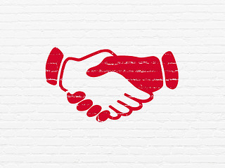 Image showing Political concept: Handshake on wall background