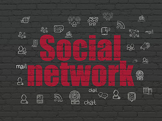Image showing Social network concept: Social Network on wall background