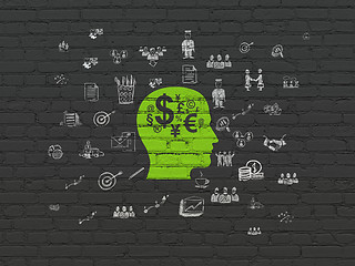 Image showing Business concept: Head With Finance Symbol on wall background