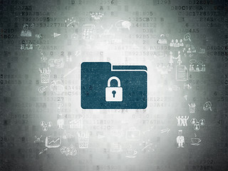 Image showing Business concept: Folder With Lock on Digital Paper background