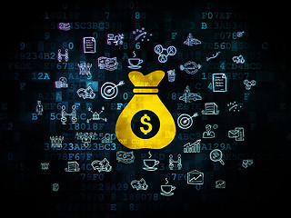 Image showing Finance concept: Money Bag on Digital background