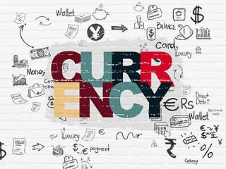 Image showing Money concept: Currency on wall background