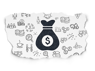 Image showing Business concept: Money Bag on Torn Paper background