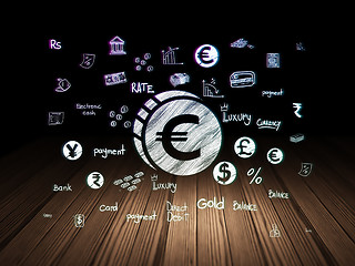 Image showing Money concept: Euro Coin in grunge dark room