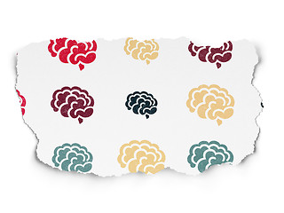 Image showing Science concept: Brain icons on Torn Paper background