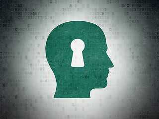 Image showing Studying concept: Head With Keyhole on Digital Paper background