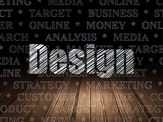 Image showing Advertising concept: Design in grunge dark room