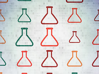 Image showing Science concept: Flask icons on Digital Paper background