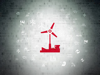 Image showing Manufacuring concept: Windmill on Digital Paper background