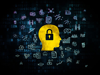 Image showing Finance concept: Head With Padlock on Digital background