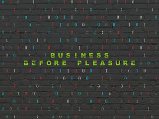 Image showing Finance concept: Business Before pleasure on wall background