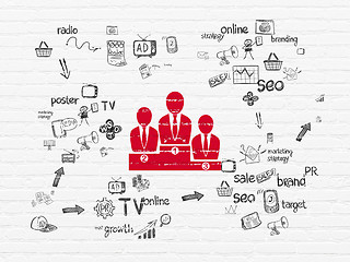 Image showing Marketing concept: Business Team on wall background