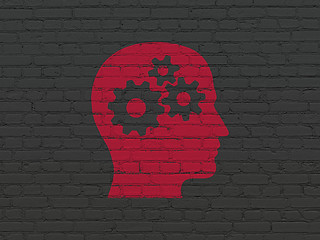 Image showing Finance concept: Head With Gears on wall background
