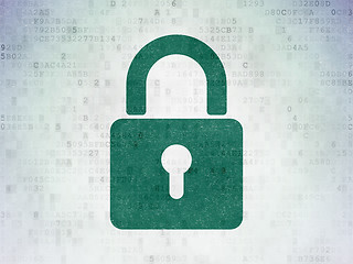 Image showing Data concept: Closed Padlock on Digital Paper background