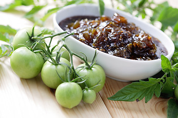 Image showing green tomatoes jam