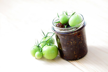 Image showing green tomatoes jam