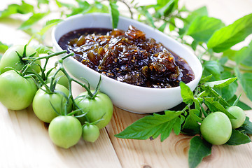 Image showing green tomatoes jam