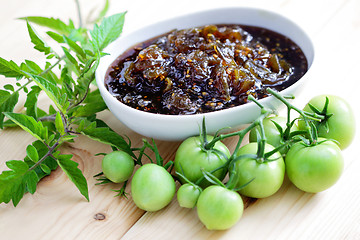 Image showing green tomatoes jam