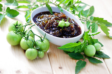 Image showing green tomatoes jam