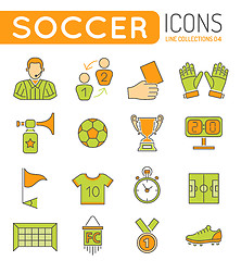 Image showing Soccer Thin Lines Color Web Icon Set