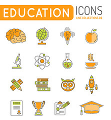 Image showing Online Education Thin Lines Color Web Icon Set