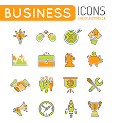 Image showing Business Strategy Thin Lines Color Web Icon Set