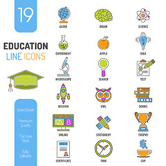 Image showing Online Education Thin Lines Color Web Icon Set